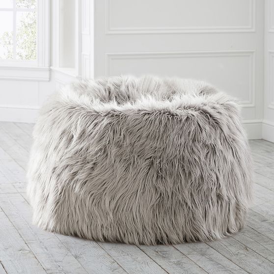 Himalayan Faux-Fur Gray Beanbag Chair