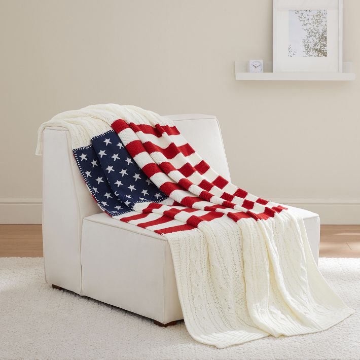 Americana Cable Knit Throw Blanket