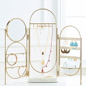 Marble and gold store jewelry holder screen