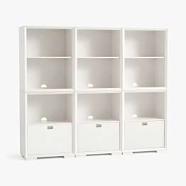 Callum 75" Triple Mixed Shelf Tall Bookcase with Drawers