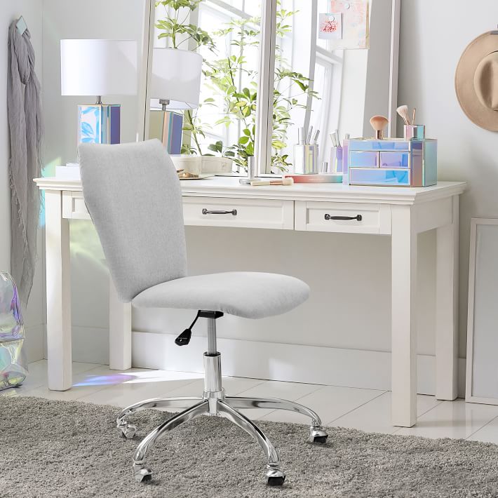 Hampton Classic Desk and Chenille Plain Weave Washed Light Gray Airgo Desk Chair Set