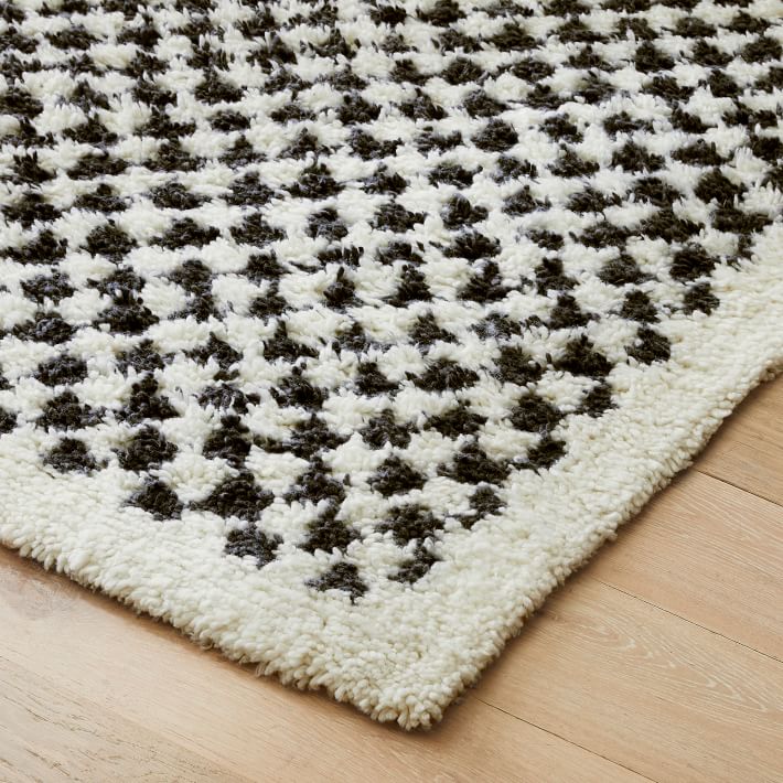 Checkered Wool Rug - Charcoal