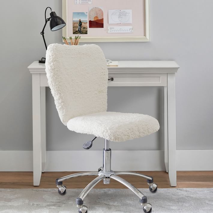 Hampton Small Space Desk and Sherpa Ivory Airgo Desk Chair Set