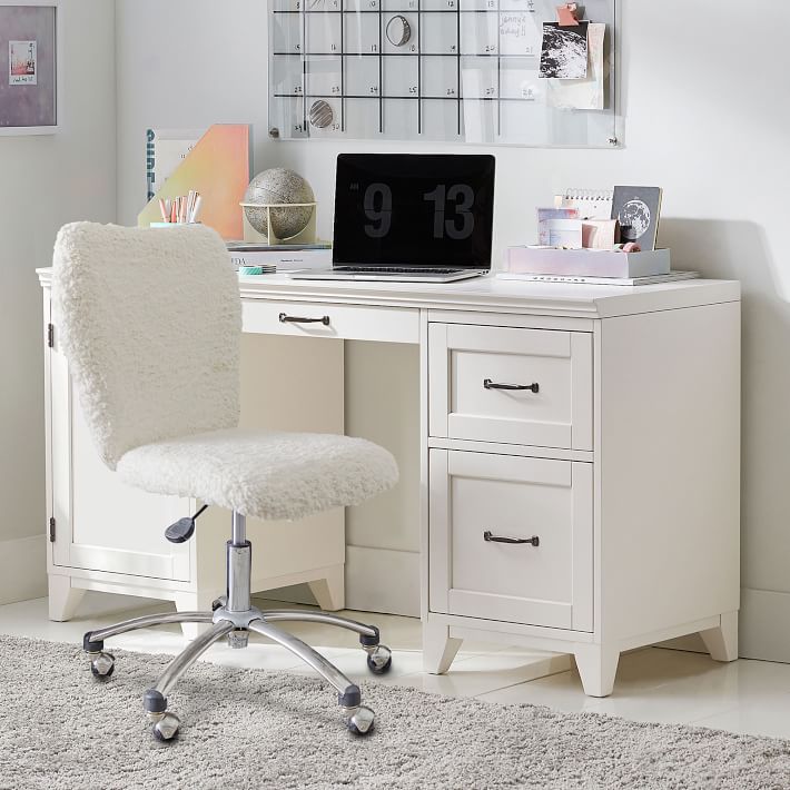 Hampton Smart Storage Desk and Sherpa Ivory Airgo Desk Chair Set