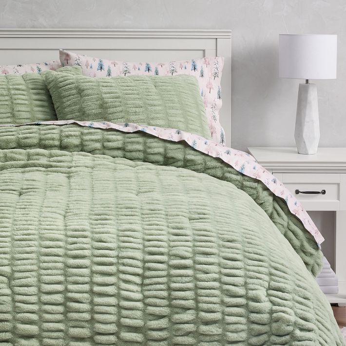 Ruched Faux-Fur Comforter