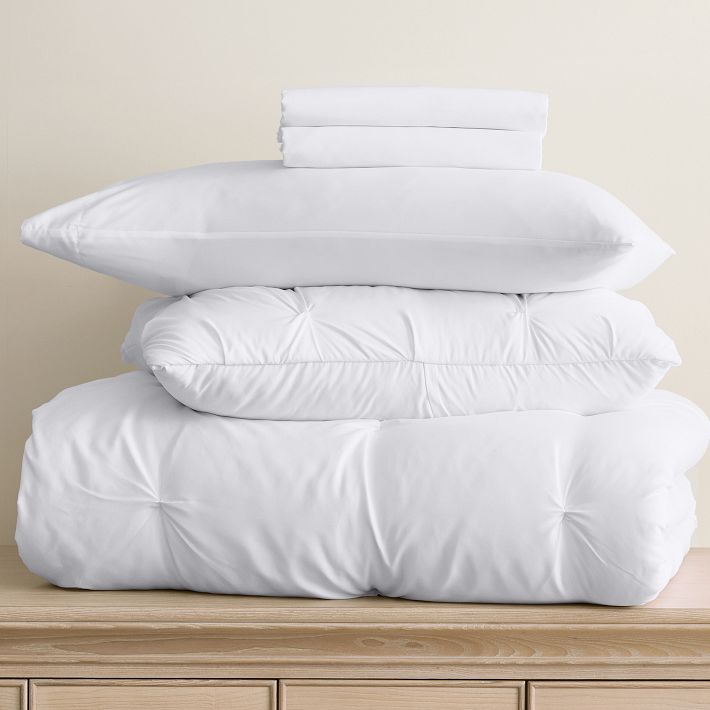 Microfiber Pintuck Comforter &amp; Sheet Set Twin XL Bed in a Bag