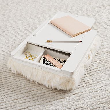 Adjustable Cozy Sherpa Lapdesk with Storage-Ivory