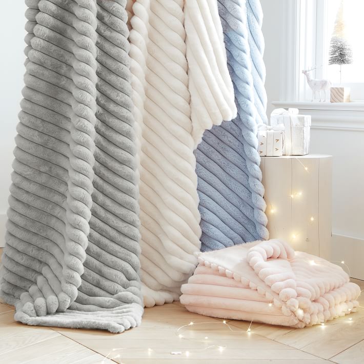 Channel Recycled FauxFur Throw Blanket Pottery Barn Teen