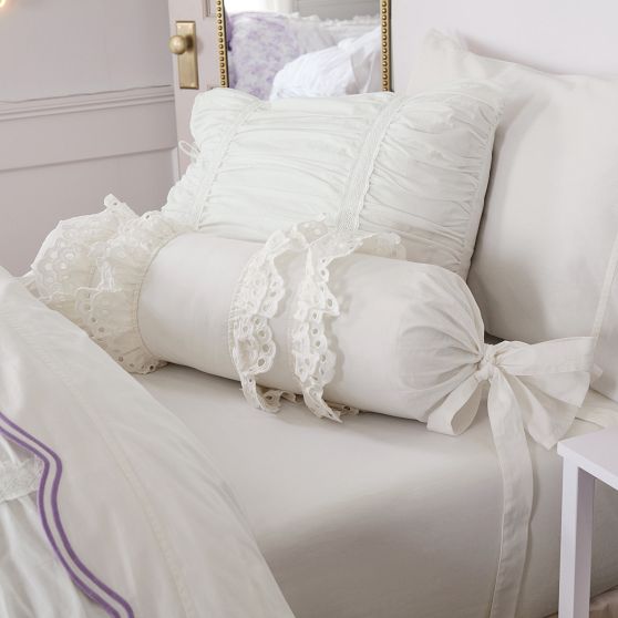 LoveShackFancy Scallop Eyelet Bolster Pillow Pottery Barn Teen