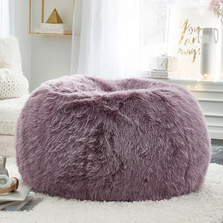 Feathery Faux Fur Fig Bean Bag Chair | Pottery Barn Teen