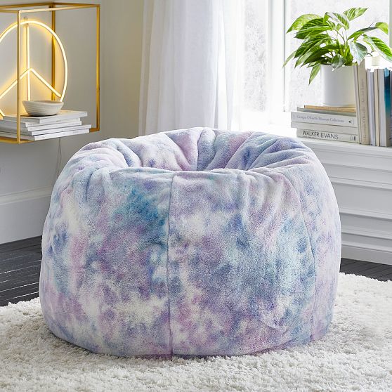Tie-Dye Faux-Fur Bean Bag Chair