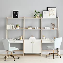 Highland Double Wall Desk & Wide Bookcase Set