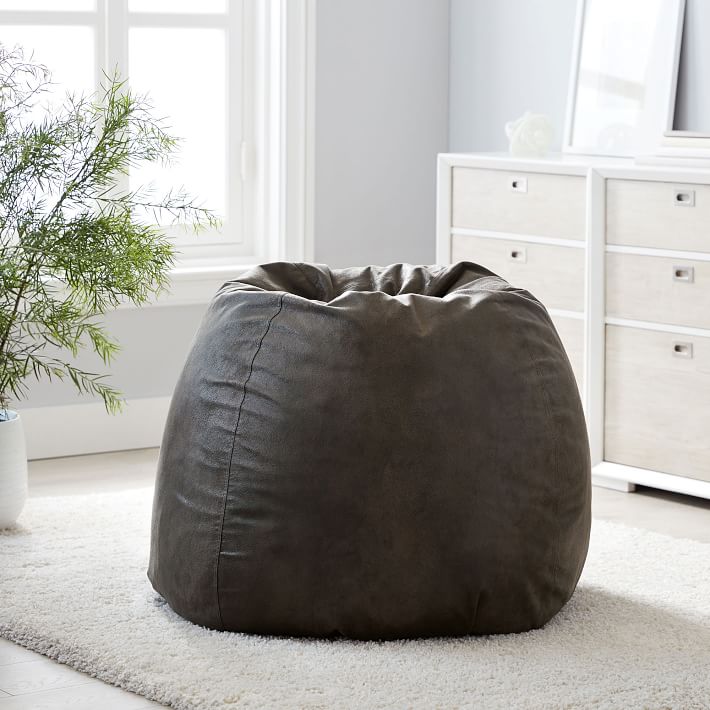Textured Faux Suede Charcoal Bean Bag Chair
