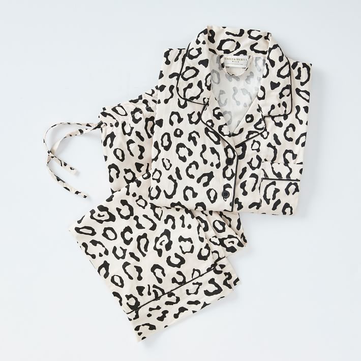 Emily &amp; Meritt Leopard Print Sateen Pajama Set