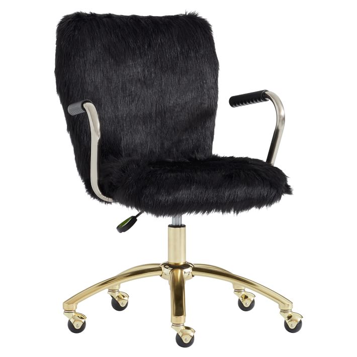 Black Himalayan Faux-Fur Airgo Swivel Desk Chair