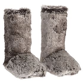 Faux Fur Booties, Gray Ombre