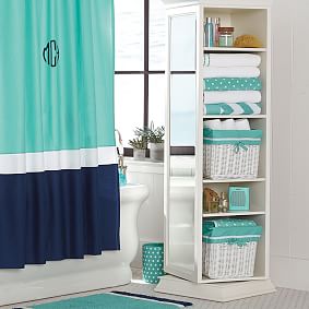 Color Block Shower Curtain, Pool/ Royal Navy