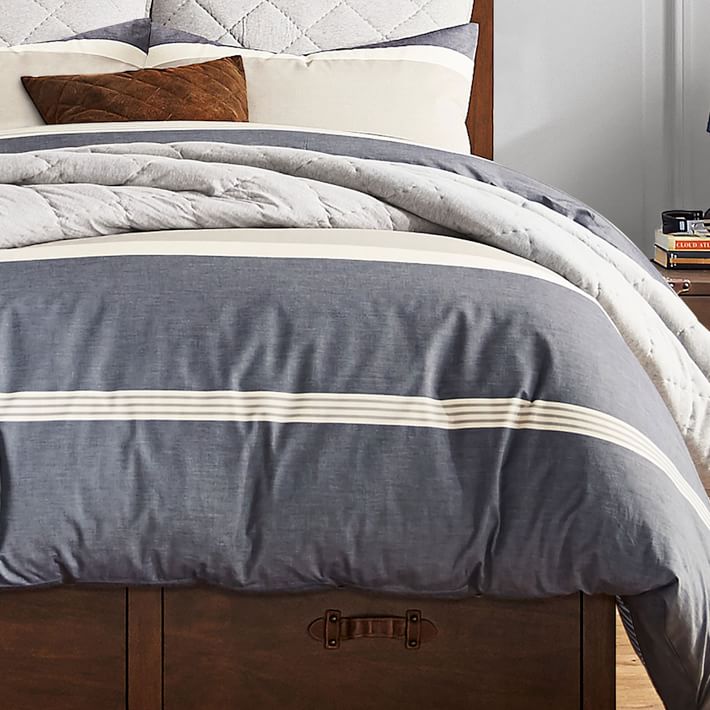 Beachstone Stripe College Duvet Cover + Sham Pottery Barn Teen