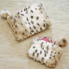 Snow Leopard Faux-Fur Beauty Pouches and Set