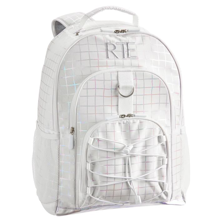 Gear-Up Iridescent Grid White Backpack