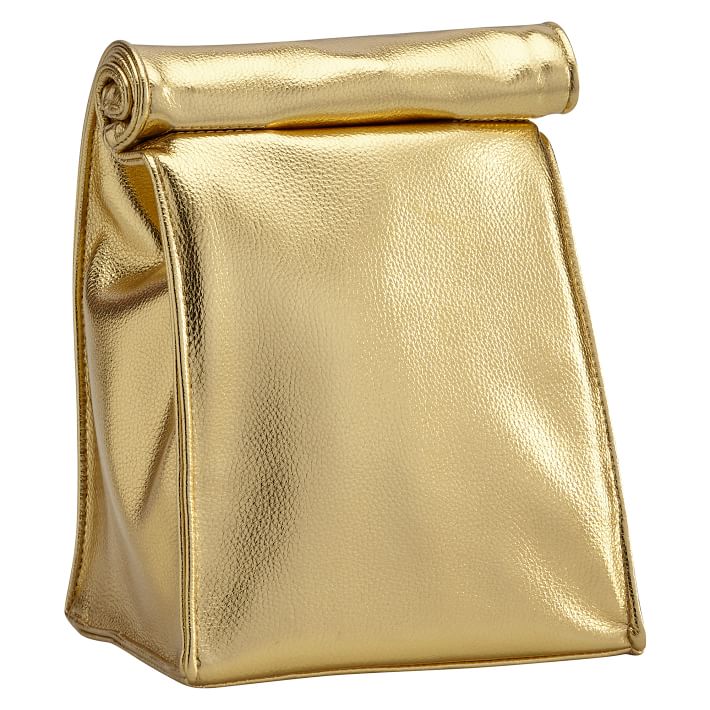 The Emily &amp; Meritt Gold Faux Leather Sack Lunch Bag
