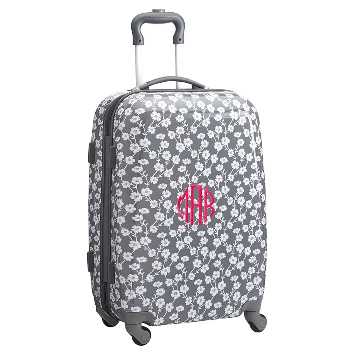 Hard-Sided Carry-On Spinner, Grey Floral