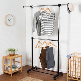 Adjustable Double Bar Rack | Dorm Closet Organizer | Pottery Barn Teen