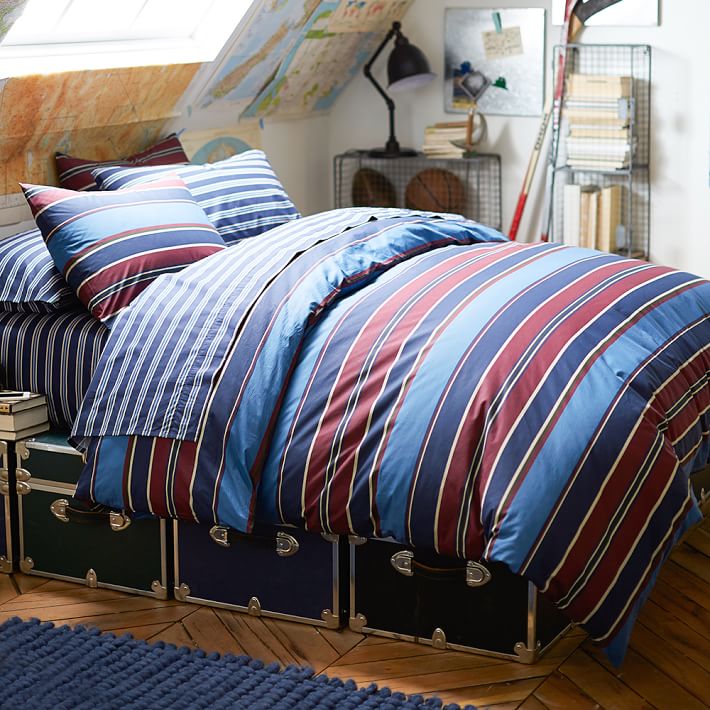 Mason Stripe Duvet Bedding Set with Duvet Cover, Duvet Insert, Sham, Striped Sheets + Pillow Inserts