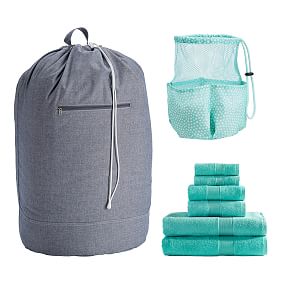 Shower &amp; Laundry Set W/ Hanging Caddy, Mini Dot