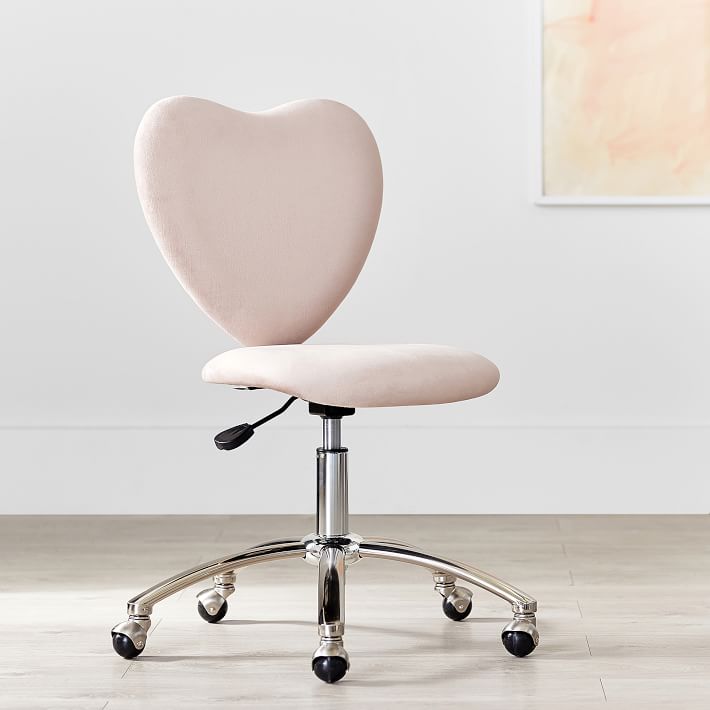 Dusty Blush Lustre Velvet Heart Airgo Swivel Desk Chair