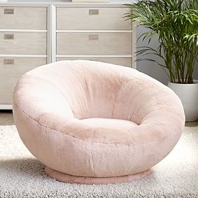 Faux Fur Blush Groovy Swivel Chair | Pottery Barn Teen