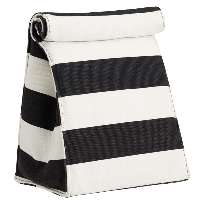 The Emily &amp; Meritt Black/White Stripe Sack Lunch Bag