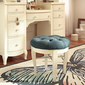 The Emily &amp; Meritt Denim Glam Vanity Stool