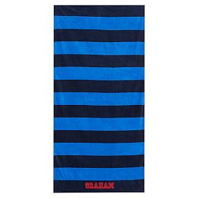 Rugby Stripe Beach Towel, Blue