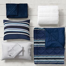 Sideline Stripe Deluxe Value Comforter Set with Comforter, Sheet Set, Pillowcase, Mattress Pad, Pillow Inserts + Blanket