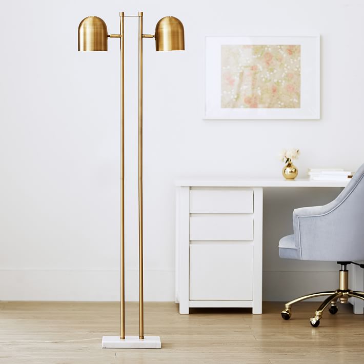 Gold Double-Dome Floor Lamp