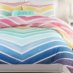 Rainbow Chevron Girls Quilt + Sham | Pottery Barn Teen