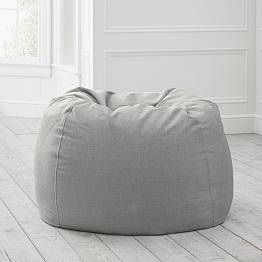 Chenille Plain Weave Washed Gray Bean Bag Chair