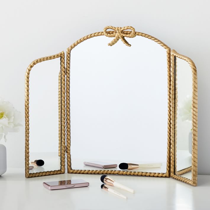 Braided Bow Trifold Mirror