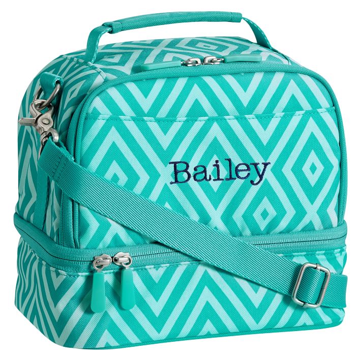 Gear-Up Preppy Diamond Dual Compartment Lunch Bag, Pool