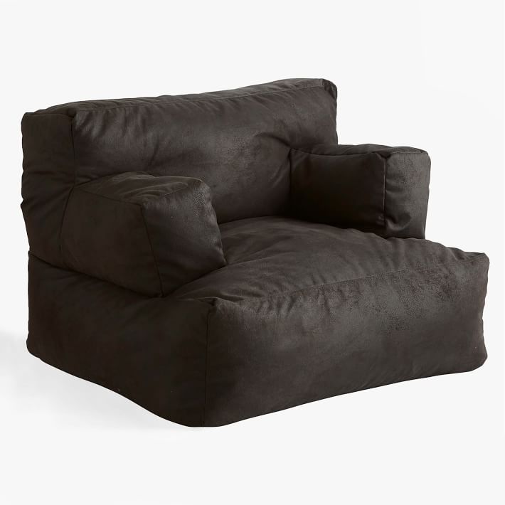 View of Textured Faux-Suede Charcoal Eco Lounger | Pottery Barn Teen