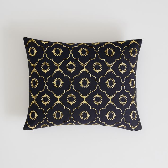 Metallic Embroidered Pillow Cover