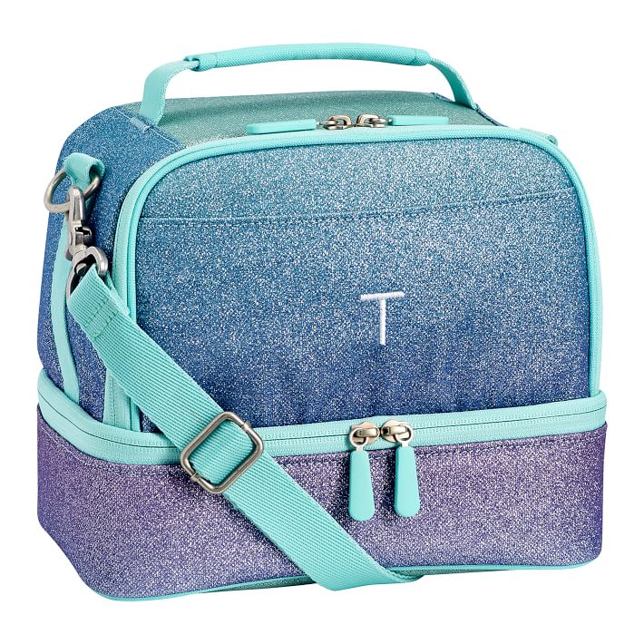 Gear-Up Purple/Pool Ombre Glitter Dual Compartment Lunch Bag