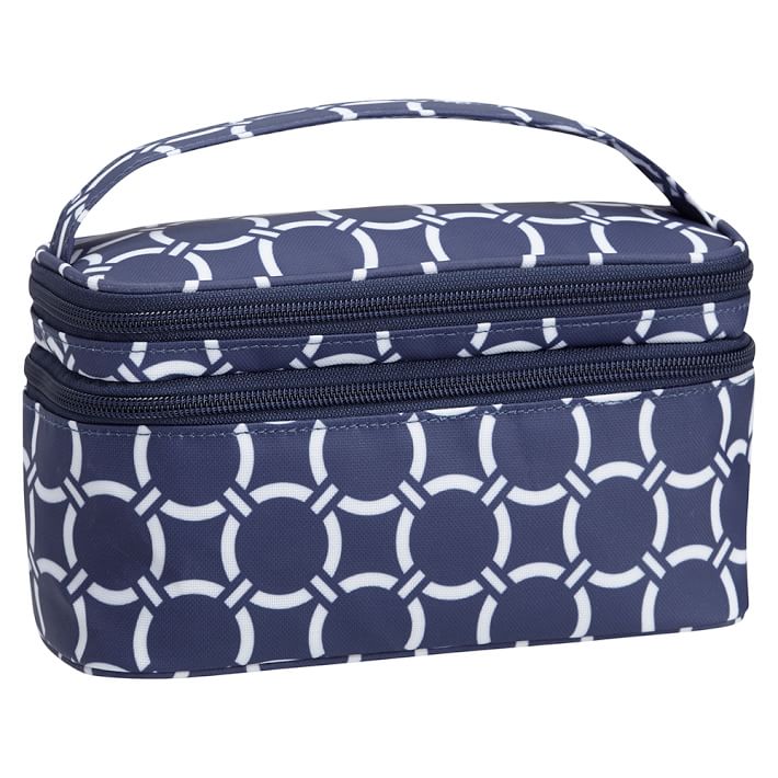 Ultimate Travel Makeup Pouch, Navy Geo Rings