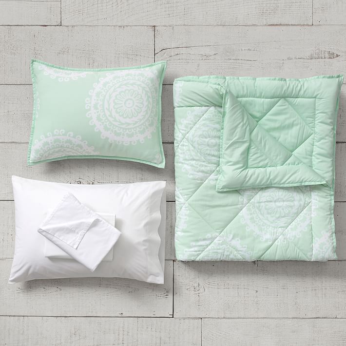 Medallion Florette Value Comforter Set with Sheet Set, Pillowcase, Comforter + Sham, XL Twin, Dark Mint