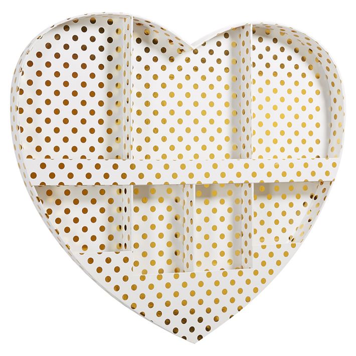 Paper Heart Wall Organizer, White with Gold Dots