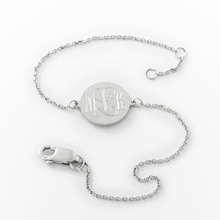 Sarah Chloe Cursive Monogram Bracelet, Silver