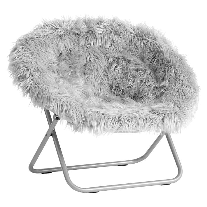 Gray Fur-Rific Hang-A-Round Chair with Silver Base