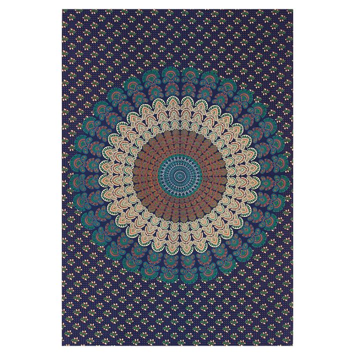Printed Tapestries, Navy/Orange, 50x80
