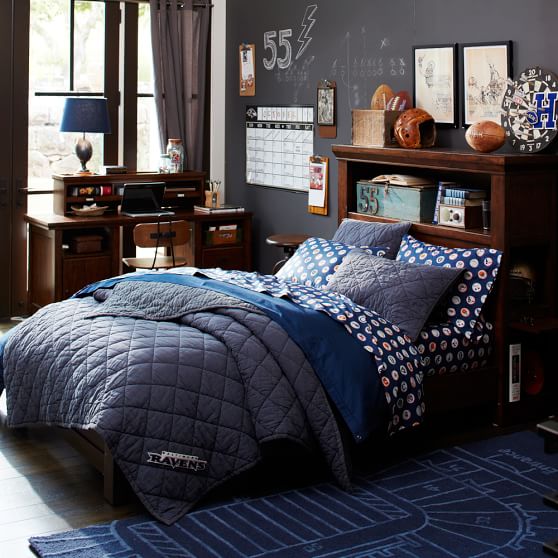 Charcoal NFL Chenille Patch Teen Quilt + Sham | Pottery Barn Teen